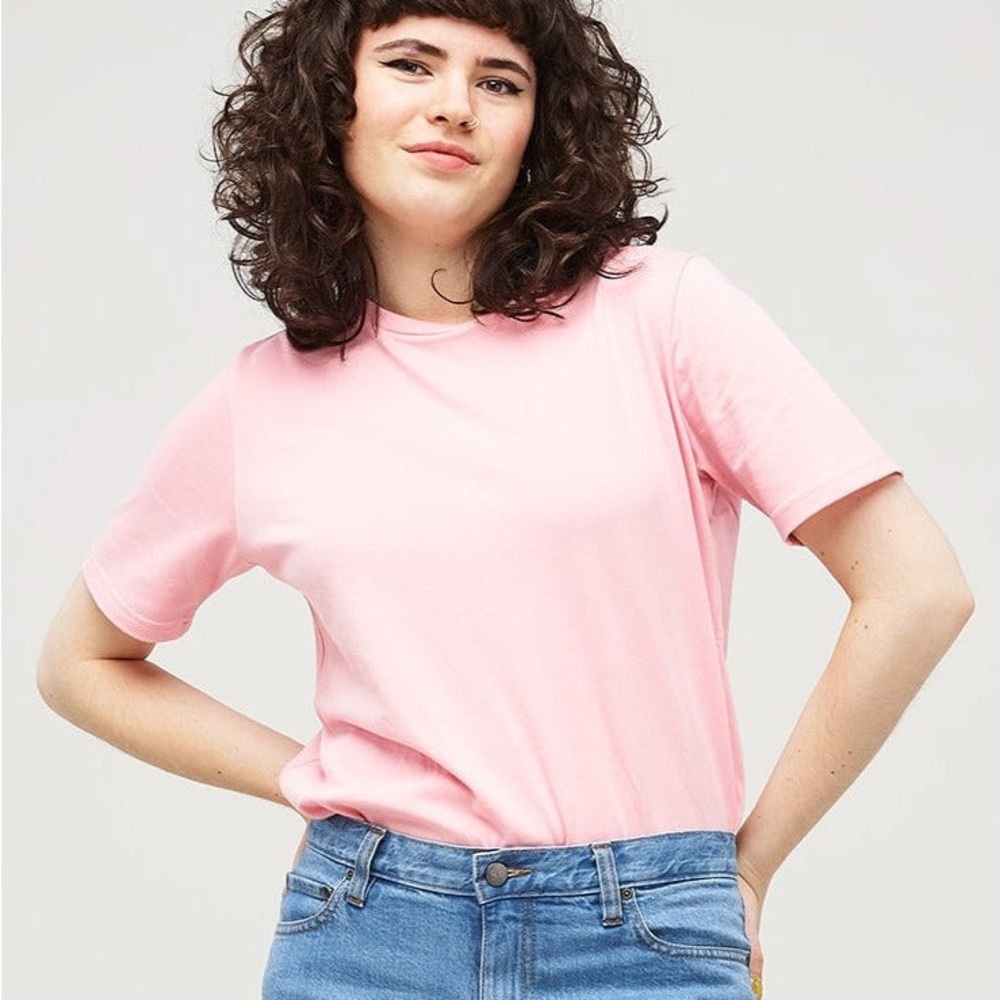 Sz L Pink Women's  t shirt short sleeve pink/peach